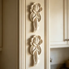 2pcs Solid Wood Carved Rose Decals, Home Decorations, Woodworking Supplies, Suitable For Cabinets, Doors And Windows, Furniture, Background Walls, Porches, Offices And Other Decorations, Holiday Decorations, DIY Decorations. - Multicolor - View 8