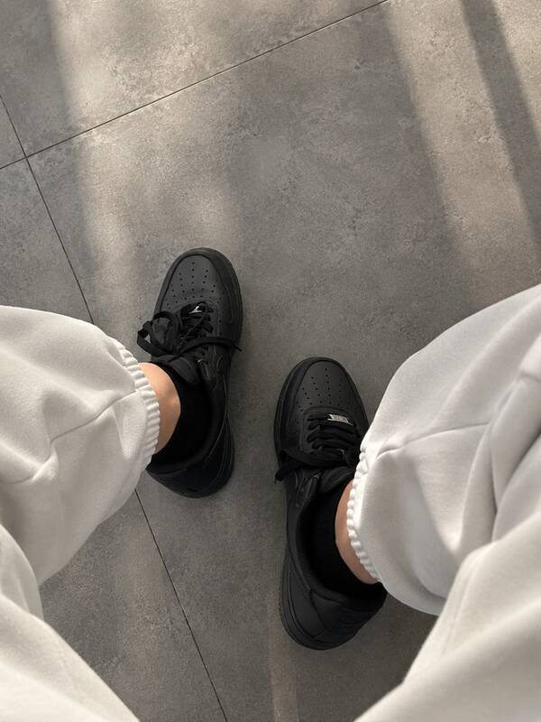 Nik Air Force11 All Black Casual Sneakers, Unisex Low Top Leather Shoes For Women And Men, Comfortable Trainers For Daily Walking