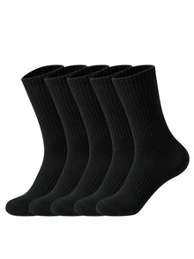 1/5/10/20 Pairs Men's Thick Comfortable Sports Socks, Ribbed Cushioned Mid-Calf Socks, Heavy-Duty Workout Fitness Training Athletic Socks, Suitable For Daily Wear - Multicolor - View 24