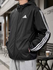 Adidas 男士運動夾克 M 3S WB 防撕裂連帽運動夾克 跑步健身外套 IM7848 - IM7848 - 查看 2