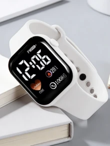 2pcs/Set, Fashionable Cute Children's Square Digital Heart-Shaped Display LED Screen Electronic Watch, Suitable For Students To Wear, Fashion Accessory, Perfect Choice For Back To School, Christmas, Birthday Gifts, Also Suitable For Daily Wear. (Gift Box Not Included) - Multicolor - View 6