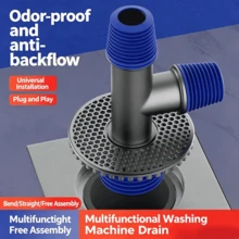 Universal Bathroom Sewer Pipe Three‑Way Connector, Anti‑Backflow Floor Drain Cover, Multi‑Outlet Drainage Joint For Washing Machine & Dryer - Multicolor - View 4
