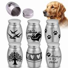 Stainless Steel Small Pet Urn Paw Bird Heart Tree Pattern Pet Cremation Keepsake Urn Memorial Ash Holder Container Jar For Dogs - Multicolor - View 3