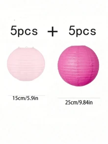 10/5pcs Hot Pink Round Decorative Paper Lanterns, Chinese Style Paper Lanterns Suitable For Country Party, Bridal Shower, Wedding, Birthday, Home Decor - Multicolor - View 18