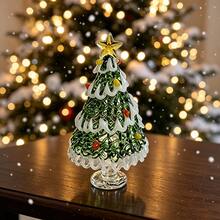 Rotating Christmas Tree Ornament, Handmade Glass Glazed Desktop Rotating Decoration, Creative Christmas And New Year Gift - Multicolor - View 1