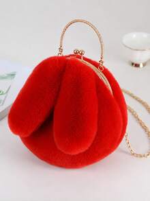 XD Fashionable Plush Rabbit Shaped Handbag, Clasp Design, Material, Ideal Gift For Party, Ball, Evening/Banquet/Valentine's Day, Also Suitable For College/Classroom/Holiday/Vacation/Outdoor/Outing/Travel/Stadium/Lipstick Storage, Suitable For Women/Girls - Multicolor - View 14
