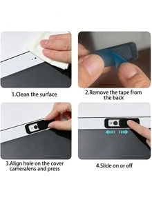 Cute Cat Pattern Camera Cover, Privacy Protector For Desktop Computer, Laptop And Tablet, Easy Slide Design, Anti-Peeping Privacy Shield, Suitable For Teachers Or Back To School Season Gift - Multicolor - View 6