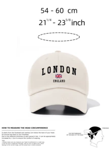 1pc Unisex Vintage Baseball Cap - "London England" And Union Jack Design, Soft Adjustable Hat, Perfect For UK Travel Souvenir And Gift - LONDON - View 4