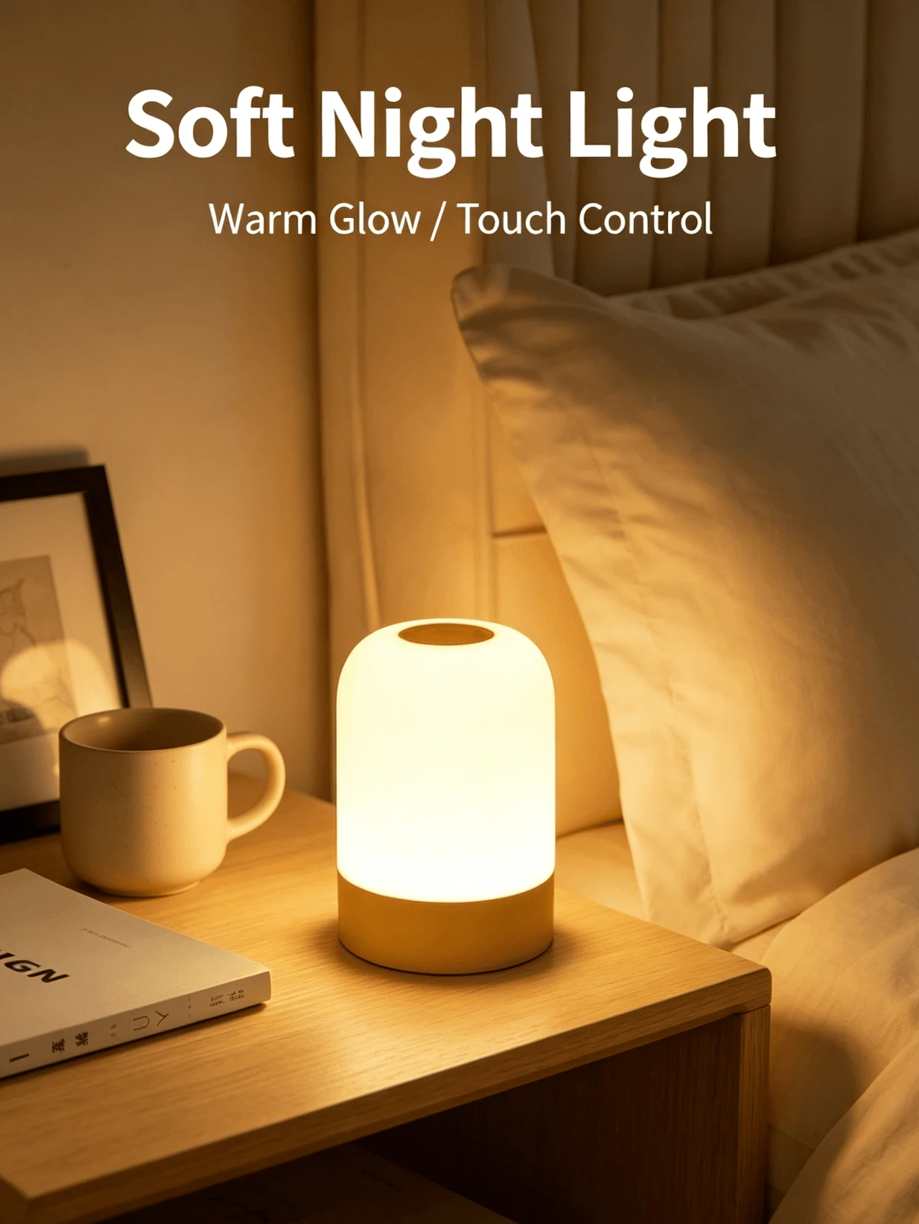 Bedside Touch Night Light, Eye-Caring Anti-Blue Light LED, RGB Multi-Color With Remote Control, 3-In-1 White, USB-C Powered & Rechargeable, Aesthetic Room Decor, Home Accent Lighting, Dreamy Festival Ambient Lamp, Ideal Holiday Gift