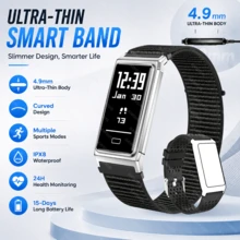GAWSUG Gelang Pintar Ultra Tipis 4,7mm Pelacak Kebugaran Pria Wanita Baterai 15 Hari Monitor Detak Jantung SpO2 Tidur Layar Sentuh Gelang Hadiah - View 10