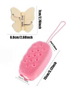 1Set Silicone Bath Brush With Hook, Suitable For Sensitive Skin, Suitable For All Skin Types,Made Of Soft Silicone Material, Silicone Bath Brush And Silicone Loofah 2-In-1 Bath And Hair Brush, Exfoliating Function, Essential Bathroom Care Item - Multi-color - View 9