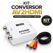 Kit Mini Adaptador Conversor  Para Av 3 Rca + Cabo Av 3 Rca - Branco - Visão 2