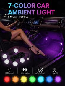 XF.Meraki 4-In-1 USB Car Interior LED Lights, Neon Footwell Ambient Lighting Kit - A - View 1