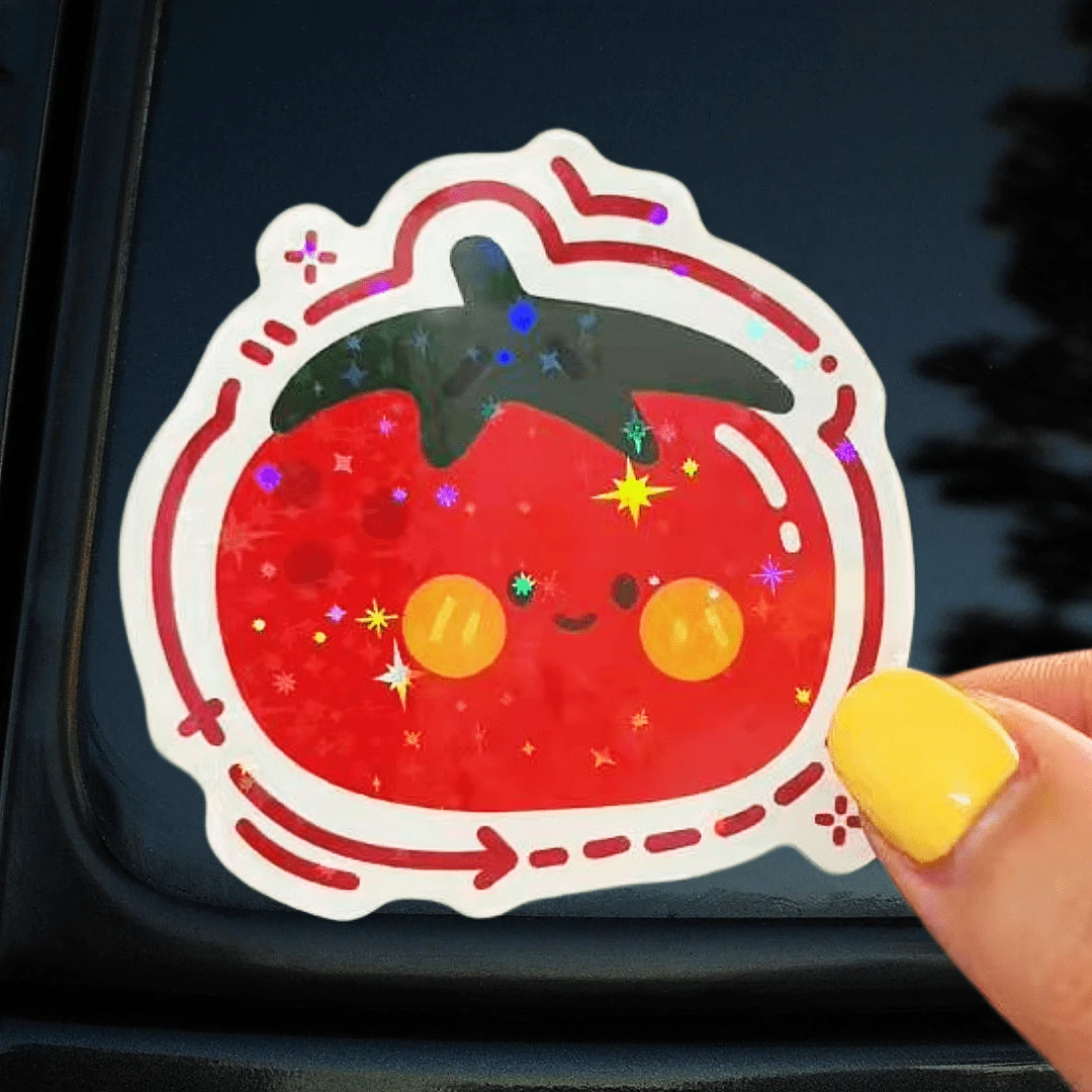 Cute Blush Tomato Cartoon Print Stickers, Energetic Girl Style Phone Case Decorative Stickers, Waterproof Vinyl Stickers - Durable Matte Surface, Self-Adhesive Bumper Stickers, Suitable For Cars, Windows, Laptops, Trucks, Water Bottles - Multi-Functional Durable Design, Car Stickers - Vinyl - View 1