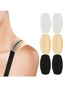4pcs Invisible Silicone Shoulder Pads, Bra Anti-Slip Pads, Soft Seamless Bra Shoulder Strap Pads, Silicone Anti-Slip Shoulder Straps, Prevent Shoulder Strap Slipping, No-Damage, Pressure-Relief Shoulder Straps, Anti-Slip Bra Shoulder Strap Clips, Waist Belt - Multicolor - View 2