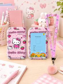 SANRIO 1PC Hello Kitty Card Holder With Lanyard, Cute ID Badge Holder Card Case With Neck Strap, Portable Pass Holder For School, Office, Travel & Daily Use - Multicolor - View 10