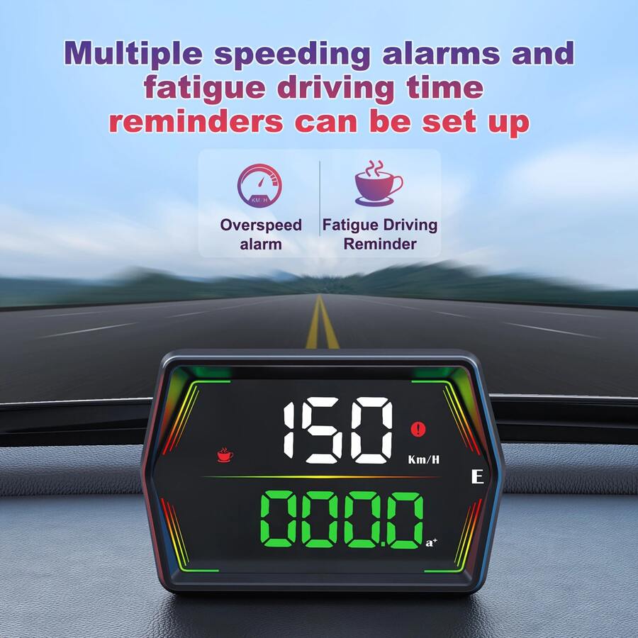 YNF Car GPS HUD Digital Speedometer, Adjustable Overspeed Alarms, Fatigue Driving Reminder, Real‑Time Speed & Odometer Readout, Plug‑And‑Play For All Vehicles