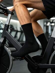 1/5/10/20 Pairs Men's Thick Comfortable Sports Socks, Ribbed Cushioned Mid-Calf Socks, Heavy-Duty Workout Fitness Training Athletic Socks, Suitable For Daily Wear - Multicolor - View 7