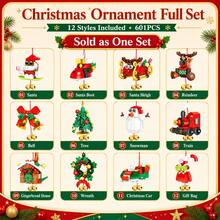 601PCS Christmas Hanging Ornaments Large Building Blocks Set, 12 Styles Included, Santa Reindeer Snowman Train Wreath Tree Decorations, Hang Or Display Holiday Home Decor, Sold As One Set - Multicolor - View 5