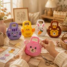 Children's Beginner Sewing Kit, DIY Felt Animal Hand‑Sewing Craft Set With Plastic Needles, Creative Handmade Art Gift For Ages 3‑8, Christmas, Birthday Party, Halloween Presents - A Set (5 Handbags) - View 2