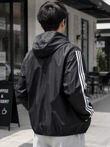 Adidas 男士運動夾克 M 3S WB 防撕裂連帽運動夾克 跑步健身外套 IM7848 - IM7848 - 查看 3