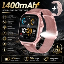 GAWSUG 1400mAh Smart Watch 2.01" HD Screen Bluetooth Call Outdoor Flashlight Rugged Fitness Tracker IP68 Waterproof Gift Men Women - View 12