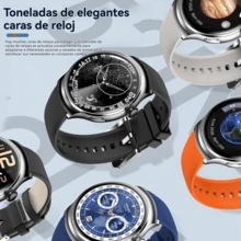 JIDITECH Smartwatch de moda - Relojes para hombre de alta gama Pantalla AMOLED 3D curva, correa de titanio (incluye 2 correas), armazón de acero de grado aeronáutico. Decenas de esferas intercambiables, más de 100 modos deportivos, monitoreo de salud, llamadas Bluetooth, carga inalámbrica. - RELOJ DORADO 5 - Ver 6