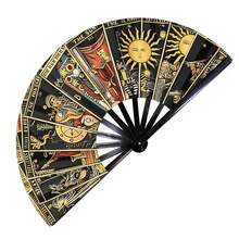 Poker Card Ace Print Folding Hand Fan, Large Size Waterproof Fabric, Loud Snap Sound, Printed With Poker Card Pattern, Foldable And Portable, Suitable For Music Festivals, Nightclubs, Parties As Fashion Accessory - Multicolor - View 8