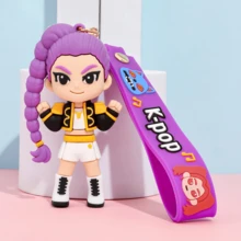 FIFA K-POP Demon Hunter Official Keychain Set, Cute Anime Character Bag Charm (Lumi, Zoe, Mila, Tiger), With Silicone Wrist Strap, Graduation Birthday Gift, Collectible Character Keychain - View 4