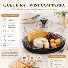 Queijeira De Acrílico Com Tampa Porta Queijos Luxo - Preto - Visão 2