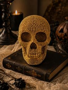 1 Skull Resin Statue Head Sculpture Skull Collectible Statue Halloween Decoration - Multicolor - View 7