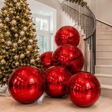 4pcs 60/50/32/22 Inch Red Inflatable Mirror 4D Aluminum Film Balloons, Christmas Balloons, Christmas Decorations, Suitable For Christmas, Wedding, Birthday Party Decoration, Indoor And Outdoor Use, Photo Props, Reusable, Holiday Decorations, Party Decorations - Red 4D Ball Set - View 3