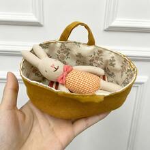 INS Nordic Home 2PCS Nordic Style Mini Rabbit Plush Doll Set, Mouse Plush Doll Set, Children's Room Decor Fabric Storage Basket Cradle, Mouse Small Plush Doll, Animal Role Play Doll, Rabbit Baby & Rabbit Mom, Cradle Small Rabbit & Small Mouse Set, Christmas & Halloween Gift, DIY Dollhouse Decor, Children's Gift - Multicolor - View 7