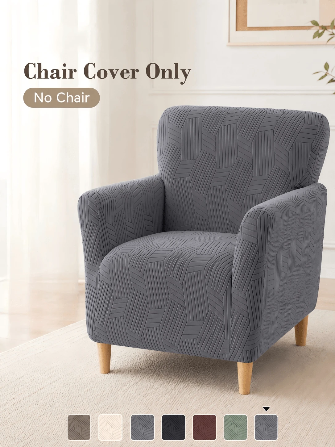 1-Seater Stretchable Bar Stool Armchair Cover, Full Coverage Single Sofa Slipcover, Home Decor, Suitable For Living Room And Hotel - Dark Grey - View 1