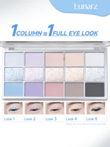 Palet Eyeshadow Eunarz 15 Warna, Palet Makeup All-In-One Matte Shimmer Metallic Berpigmen Tinggi, Cocok untuk Siang dan Malam, Tahan Lama dan Tidak Mudah Mengkerut - #PA132 PALET BIRU-UNGU - View 7