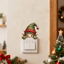 1pc Christmas Light Switch Wall Sticker, Probe Snowman Reindeer Bear Fairy Self-Adhesive Switch Sticker, Removable Vinyl Art Mural Decoration, Suitable For Bedroom And Living Room Christmas Decorations. - Multicolor - View 5