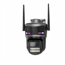 Câmera de vigilância sem fio Wi-Fi de três telas visão noturna colorida HD 8 MP controle por celular - Preto - Visão 8