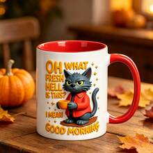 Funny Grumpy Cat Coffee Mug, Sarcastic Good Morning Quote Ceramic Cup, Novelty Gag Gift For Cat Lovers, Ideal For Juice,Milk, Coffee- Perfect Birthday And Holiday Gift For Family,Gift For Him, Funny Mug - Multicolor - View 5