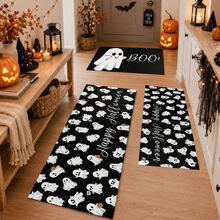 1/2pcs Halloween Ghost Pattern, Vintage Diatomaceous Earth Bath Mat, Super Absorbent, Non-Slip, Perfect For Bathroom, Kitchen And Dining Room, Quick Drying, Machine Washable, Ideal Home Decor And Bathroom Mat Gift. - Multicolor - View 2