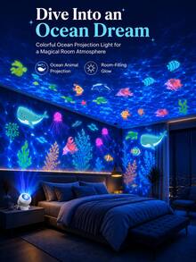 Dynamic Ocean Projection Night Light, LED Decorative Projection Lamp, 360° Rotating Table Lamp, Multi-Angle Projection Light, USB Powered, Indoor Space, Ocean Projection Light, Static/Dynamic Mode, For Bedroom, Game Room, Stage, Photography Scene Decorative Lighting, Easter, Ramadan, Birthday Gift, Halloween, Christmas Gift - Ocean Lights - View 4