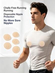 100/50 Pieces Disposable Round Nipple Pads Tape Nipple Patches Non-Woven Nipple Patches Chest Patches, Sports Chest Patches Invisible Chest Patches - Apricot - View 2