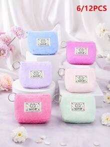 XD 12/6/3/1pc Plush Cat Kids Coin Purse With Keychain - Colorful Coin Bag, Portable Wallet, Fashionable Daily Essential Accessory, Small And Exquisite Gift Suitable For Children, Parties And Weddings, Party Favors, Mini Wallet, Washable, Fashion Enthusiasts, Valentine's Day/Halloween Gift - Multicolor - View 6