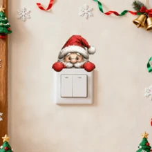 1pc Christmas Light Switch Wall Sticker, Probe Snowman Reindeer Bear Fairy Self-Adhesive Switch Sticker, Removable Vinyl Art Mural Decoration, Suitable For Bedroom And Living Room Christmas Decorations. - Multicolor - View 9