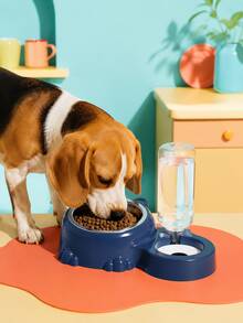 1PC 2-In-1 Pet Cat Bowl Set, Stainless Steel Food Bowl With Automatic Water Dispenser, Anti-Tip Base, Detachable Easy To Clean Feeding And Watering Bowl, For Cats And Small Dogs Home Daily Feeding - 500ml - View 5