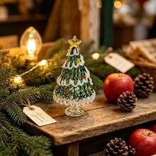 Christmas Tree Miniature Glass Sculpture, Handcrafted Blown Glass Art, Collectibles And Christmas Gifts Creative - Multicolor - View 6
