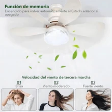 Foco Ventilador de Techo con Luz LED Casaluz, Lámpara Ventilador 2 en 1 con Diseño Premium Tipo Cristal, Control Remoto, Temporizador, 3 Velocidades, Iluminación Ajustable 40W, para Dormitorio, Cocina, Baño y Garaje - Blanco - Ver 4