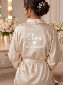 Custom Satin Bridal Robe, Half Sleeve Design, Custom Bridesmaid Bridal Robe, Custom Bridal Robe, Bridesmaid Getting Ready Robe, Size M/L/XL/XXL - Multicolor - View 3