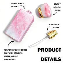 1 Botol Semprot Parfum Isi Ulang Mewah 50ML | Botol Parfum Kosong Anti Bocor Ukuran Perjalanan Ukuran Persegi Kaca Motif Marmer Premium Warna Pink, Cocok untuk Minyak Esensial, Isi Ulang Parfum, Olahraga, Hadiah Pesta Ulang Tahun, Dekorasi Meja Rias - MultiWarna - View 3