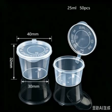 Premium Thick Transparent Plastic Portion Cups With Connected Flip Lid, Sealed Mini Storage Jars For Salad Dressing, Jam, Travel Cosmetic Samples - Clear - View 9