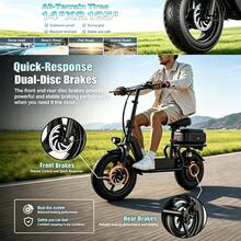 ASKGO 750W Folding Electric Scooter For Adults With Rear Basket & Seat, High Speed Off-Road/Urban Commuting E-Scooter, Shock Absorbing Comfort Driveway Motor Scooter, Backlit Display, Portable Cargo Grocery Scooter - Black - View 2